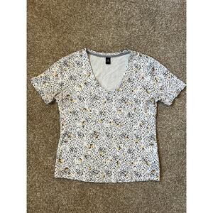Volcom Floral Print Tee White Cotton Modal Casual Skater Top Women’s
